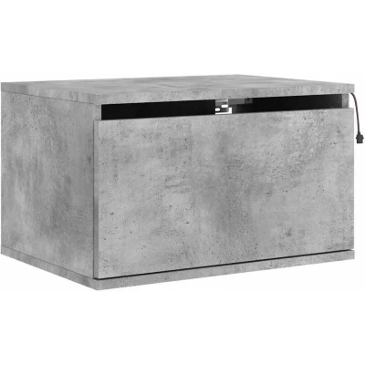 Image of vidaXL Concrete Grey Wall Mounted Bedside Cabinet with RGB LED Lights 2 Drawer Storage Unit (41 x 31 45 cm) Engineered Wood for Modern Bedroom Decor