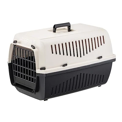 Image of Ferplast Cat Carrier SKIPPER 2, Dog Carrier, Pet for Small Dogs and Cats max 8 Kg, Travel Crate, 55 x 36 h 33 cm, in Plastic with Folding Handle, Beige