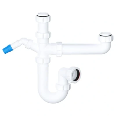 Image of SPARES2GO 40mm Bowl &amp; Half Sink Trap 1.5&quot; Kitchen Appliance Water Discharge 75mm Seal Kit