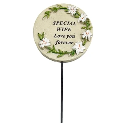 Image of Angraves Special Wife Lily Flower Memorial Tribute Stick Graveside Grave Plaque Stake