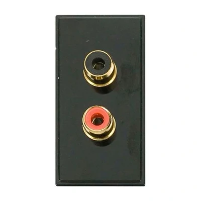 Image of Click New Media Twin Rca And Phono Speaker Module Black 25mm X 50mm 18.3mm Mm490Bk