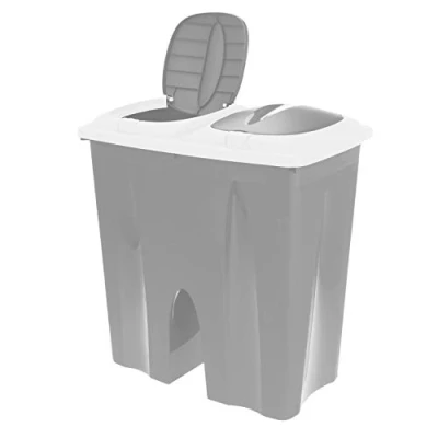 Image of Guaranteed4less 50L Recycle Recycling Bin Garden Food Duo Double Compartment Waste Paper Kitchen (Grey)