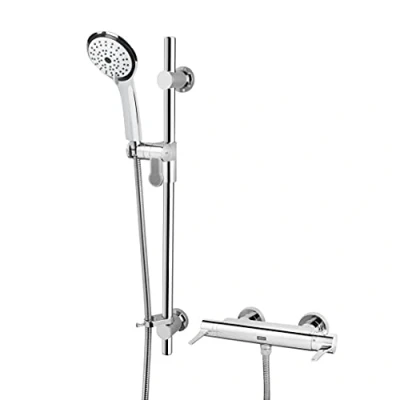 Image of Bristan DUL2 SHXARFF C Design Utility Lever bar Mixer with Adjustable Riser kit and Fast fit Wall fixings Showers, Chrome