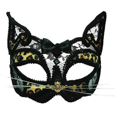 Image of Bristol Novelty Leopard Transparent Eye Mask on Headband, PET, Polyester, Acrylic Stone, Steel Sheet, Multi Colour, One Size