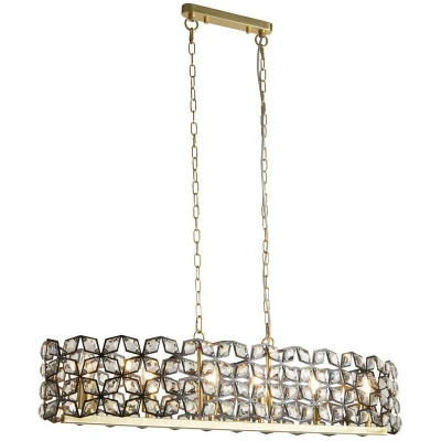 Image of Iris 6 Light Pendant Black, Crystal, Brass
