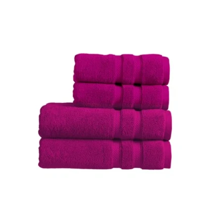 Image of Christy Chroma Purple Towels Set of 4 2 Bath Hand Highly Absorbent Heavyweight 675GSM Bold and Bright Soft Smooth Bathroom Shower 100% Cotton Sustainably Made Plum