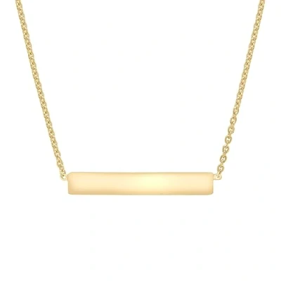 Image of Tuscany Silver Women&#039;s Sterling 32 x 5 mm Gold Plated Engravable Horizontal Bar Necklace of Length 43 cm/17 Inch