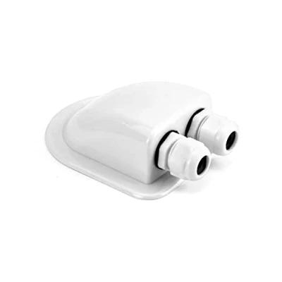 Image of QWORK® 1 Pcs IP68 Solar Cable Entry Gland Waterproof ABS Double Dual Housing for Panels of RV, Caravan and Marine, White