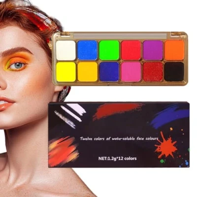 Image of 12 Colors Professional Face Painting Makeup Kit Water Based Paints Palette Washable Body Paint Halloween Art Fancy