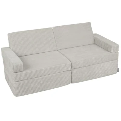 Image of KiddyMoon Foam Sofa For Children Multifunctional Mattress Armchair Kids Foldable Bed Folding Toddler Couch Chair Playroom Bedroom Living Room, Light Grey