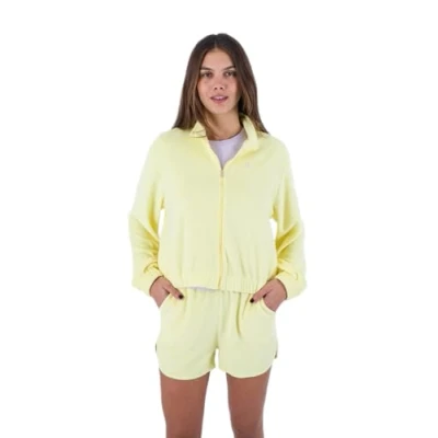 Image of Hurley Women&#039;s Oceancare Towel Full Zip Sweatshirt, Translucent Yellow, XS