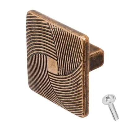 Image of Decoranddecor Delta 40mm Square Cabinet Knob Zinc Alloy 1 Pack, Antique Copper
