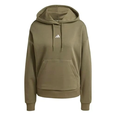 Image of adidas Sportswear Essentials Small LOGO FEEL COZY Hoodie, Women&#039;s, Size: Large, Olive strata/white