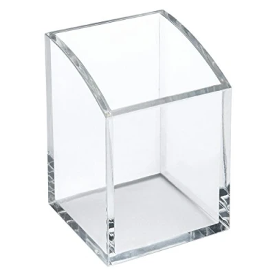Image of OSCO Clear Acrylic Square Pen Pot Pencil Holder Desk Tidy Office Organiser Makeup Storage Cosmetics Display H10 x W7 D7 cm