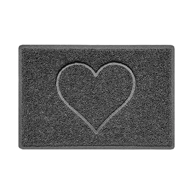 Image of Nicoman Heart Embossed Shape Door Mat Dirt Trapper Washable Barrier Doormat Dark Grey (Drainage Open Back) Small (60x40cm)