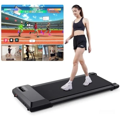 Image of DeerRun Under Desk Treadmill Walking Pad for Home, 1864W Machine with APP Control, Max 136KG Training Courses &amp; Multi Runner Races Door to Delivery