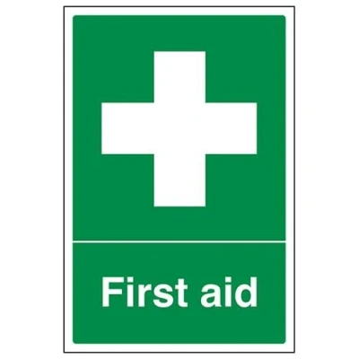 Image of VSafety First Aid Sign Portrait 200mm x 300mm 1mm Rigid Plastic