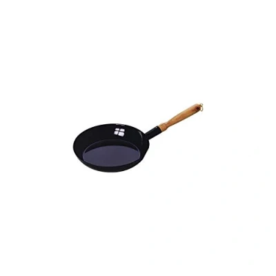 Image of Riess, 0563 022, Wooden Skillet 20, Classic SCHWARZEMAILLE, Diameter 19 cm, Height 7.7 Enamel, Black, Frying pan with Handle, Induction