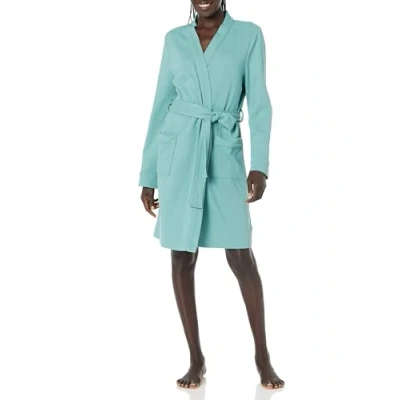 Image of Amazon Essentials Women&#039;s Lightweight Waffle Mid Length Robe (Available in Plus Size), Teal Blue, M
