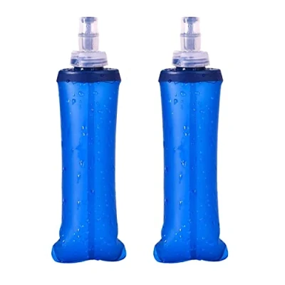 Image of VIKSAUN 2 Pcs Soft Flask 250ml, TPU Foldable Running Water Bottles, Outdoor Sport Hydration Bottle, Collapsible Bottle for Pack Cycling Marathon Hiking Climbing
