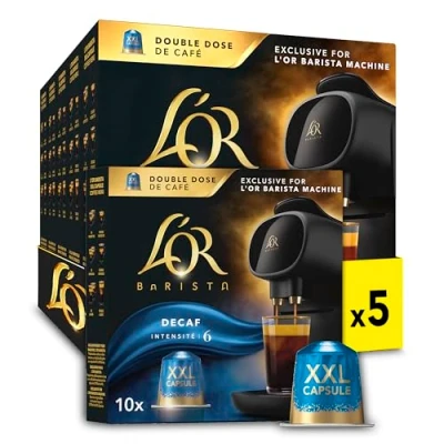 Image of L&#039;OR Barista Double Decaff XXL Coffee Pods x10, Pack of 5, Total 50 Capsules