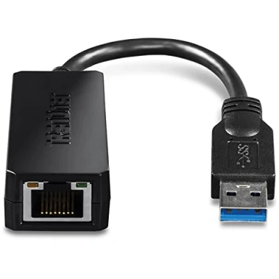 Image of TRENDnet USB 3.0 to Gigabit Ethernet Adapter, Full Duplex 2Gbps Speeds, Up 1Gbps, A, Windows &amp; Mac Compatible, Powered, Black, TU3 ETG