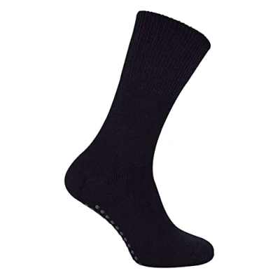 Image of THMO Bamboo Slipper Socks Mens &amp; Ladies Thick Non Slip Indoor Thermal for Winter (7 11, Black)
