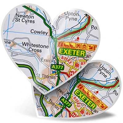 Image of 2 x Heart Stickers 15 cm Exeter City England Travel UK GB Fun Decals for Laptops,Tablets,Luggage,Scrap Booking,Fridges, 44983