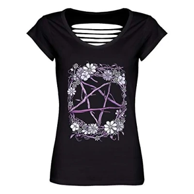 Image of Grindstore Women&#039;s Pagan Pentagram Razor Back T Shirt Black