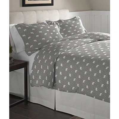 Image of pointehaven Flannel Oversized Duvet Set, King, Polar Bear