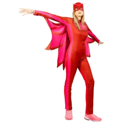 Image of Funidelia Owlette Costume PJ Masks for woman Cartoons, Catboy, Owlette, Gekko adults, accessory fancy dress &amp; props Halloween, carnival parties Size M Red