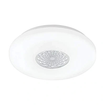Image of EGLO Capasso 1 LED Ceiling Light, Bulb Wall Lamp with Pattern, Material: Steel and Plastic, Colour: Chrome, White, Diameter: 40 cm