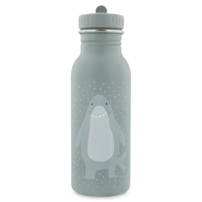Image of Trixie Drinking Bottle Mr. Shark 500ml Stainless Steel Water for Kids Grey Leakproof Eco Friendly and BPA Free