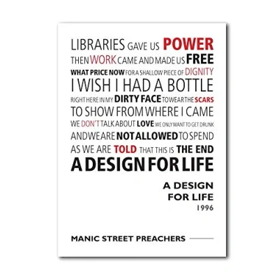 Image of Libretto Designs MANIC STREET PREACHERS A Design for Life Unframed A4 Art Print with Lyrics