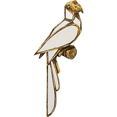 Image of Kare Design wall Decoration Parrot Mirror, gold, glass mirrored, polyresin frame, mirror for living room, hallway, bedroom, handmade, 43x15x3,2cm (H/W/D)