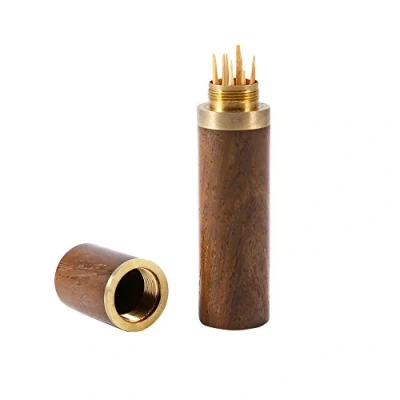 Image of Wood Toothpick Holder 8.2cm*1.7cm Portable Mini Box Pocket Ultralight Travel Kit(Blackwood) Office Supplies