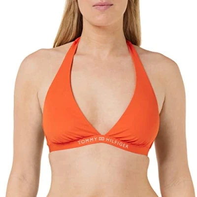 Image of Tommy Hilfiger Women Triangle Cup Bikini Top Removable Padding, Orange (Deep Orange), M