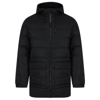 Image of Tokyo Laundry Mens Black Padded Hooded Ripstop Jacket With Toggles Size X Large