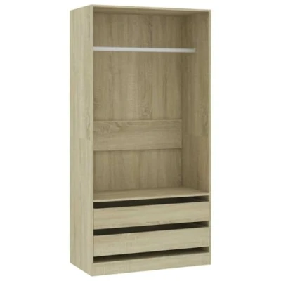 Image of vidaXL Wardrobe Clothing Cabinets Shelves Hangers Open Wardrobes Home Units Storage Closet Living Room Furniture 100x50x200cm Sonoma Oak Chipboard