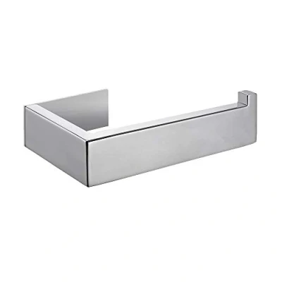 Image of Flybath Toilet Roll Holder Without Cover SUS 304 Stainless Steel Stylish Bathroom Paper Tissue Wall Mounted Self Adhesive (No Drilling), Mirror Polished