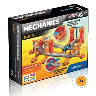 Image of Geomag Mechanics 772 Gravity Magnetic Track, 115 Pieces Building Game, Blue, Red, Orange