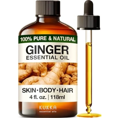Image of Kukka Ginger Essential Oil Diffuser for Comfort Natural Hair, Skin, Body &amp; Warming Spicy Scent 100% (118ml)