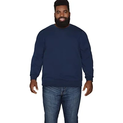 Image of Fruit of the Loom Men&#039;s Eversoft Fleece Crewneck Sweatshirts, Moisture Wicking &amp; Breathable, Sizes S 4x Shirt, Navy,
