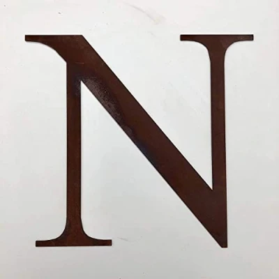 Image of Classic 12&quot; Tall Rusty Metal Letters, Personalised Signs And Gifts For The Home Garden Presents (Classic N)