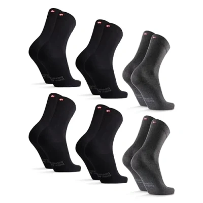 Image of DANISH ENDURANCE Organic Cotton Socks, Black Mens Socks for Women, Unisex, 3 or 6 Pack, Multicolour, 9 12