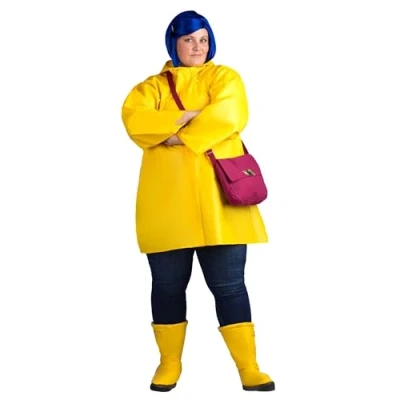 Image of Adult Plus Size Coraline Fancy Dress Costume 2X Yellow, Blue