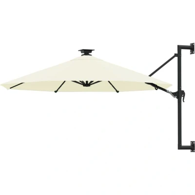 Image of vidaXL Wall mounted Garden Parasol with LEDs 300 cm Sand