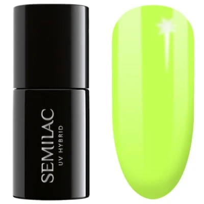 Image of SEMILAC 440 Energetic Lime Nail UV Gel Polish Long Lasting and Easy to Apply Soak off UV/Led Perfect for Home Professional Manicure Pedicure 7 ml