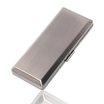 Image of Metal Cigarette Box Case Women and Men,Portable Pocket Carrying Box,Holds 10 Regular Size for 100mm Cigarettes (100&#039;S 10pcs, Antique Silver)
