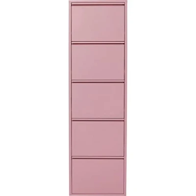 Image of KARE Design Shoe Container Caruso 5 Rose, Steel, Tipping Compartments, Space for 10 Pairs of Shoes, Slim, Saving, Storage Space, Hallway, Floor, 173x50x15 cm (H/W/D)